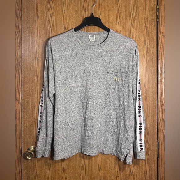 PINK Victorias Secret Gold Sequin Dog Campus Tee - Picture 2 of 4